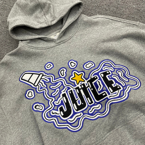 เสื้อฮู้ดของผู้ชายผ้าฝ้าย100% เทอร์รี่ผ้าเกล็ดปลาจางหายไปโลโก้แบบวินเทจปักลาย - Product Image 2