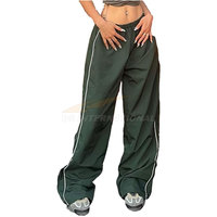 Lässige Baggy Fallschirm hose mit weitem Bein Frauen Jogger in voller Länge Verstellbare Manschetten Elastische Taillen taschen | Fabrik großhandel