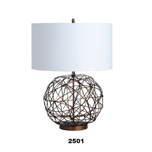 Lampe de table en métal marron de haute qualité avec abat-jour blanc idéal pour comptoir de table maison et salon - Product Image 1