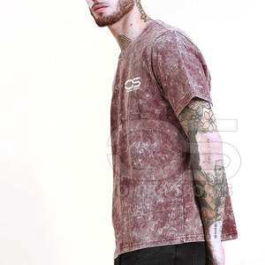 Moda Fit 100% algodón hombres ácido lavado Camiseta cómoda calle Top duradero hombres ácido lavado camiseta - Product Image 2