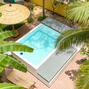 Piscine semi-enterrée rectangulaire avec carrelage de bordure, taille adulte, kit de piscine, en stock - Product Image 3