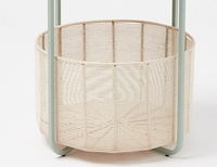 Table basse ronde de luxe en fer avec design moderne, base de rangement en corde tressée, convertible, multicolore, mobilier de salon
