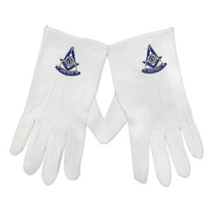 Gants maçonniques en cuir souple blanc de haute qualité avec boussole carrée meilleur produit de sport en gros couleur bleu G - Product Image 3