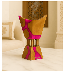 Brûleur à Bakhoor en bois d'acacia premium et résine époxy 2026 |   Diffuseur d'encens d'aromathérapie au design personnalisable artisanal |   Luxe - Product Image 3