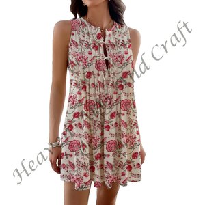 เดรสสั้นพิมพ์ลายแขนกุดชายหาดเดรสเสื้อตัวบนเดรสอินเดียชุดเดรสแบบลำลองเซ็กซี่สำหรับผู้หญิง - Product Image 3