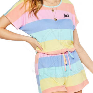 100% Cotton Short Sleeve T-Shirt Shorts Women's Sets Multi-Color Customizable Your Own Brand Logo for <b>Summer</b> Hole <b>Decoration</b> - Product Image 2