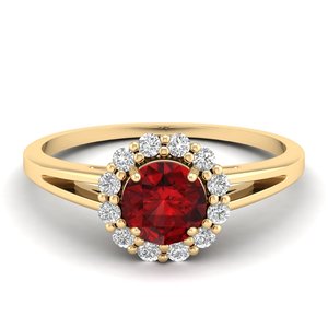 Anillo de Compromiso REYES Exquisito de Plata de Ley 925 con Moissanita Certificada GRA y Piedra Preciosa de Granate Rojo Natural para Mujer - Product Image 6