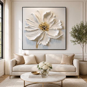 Grande peinture à l'huile 3D de fleurs sur toile, peinte à la main, art moderne, peinture texturée originale, art floral pour la maison, décoration murale pour le salon - Product Image 1
