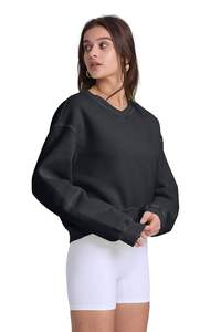 Sudadera para mujer, lavada con ácido Sudadera con capucha, Polar, cuello en V, manga larga, sudadera de lana para mujer, venta al por mayor, nueva llegada, caliente - Product Image 4
