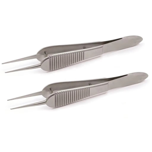 Pinzas de Sutura Paufique Premium 1x2 Dientes, Acero Inoxidable, Instrumento Quirúrgico Oftálmico, Pinzas para Micro Tejidos de 10 cm, Herramienta Reutilizable - Product Image 1