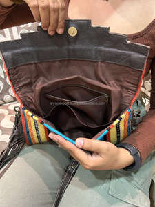 Nouveaux sacs à bandoulière à franges en cuir usiné de couleur aztèque occidentale à la mode véritables sacs à main Vintage à glands multicolores faits à la main - Product Image 5