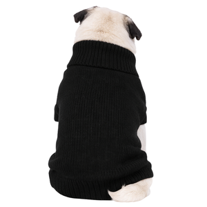เสื้อสเวตเตอร์สุนัขถักลายเคเบิลสีดำ เนื้อนุ่ม อุ่นสบาย เสื้อคลุมสำหรับสัตว์เลี้ยง ใส่สบายในฤดูหนาว สำหรับสุนัขขนาดเล็กและขนาดกลาง ทรงคลาสสิก สวมใส่สบาย - Product Image 2