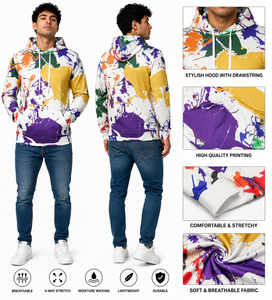 Sweat-shirt à capuche pour homme, impression par sublimation, coupe classique, décontracté, 100% polyester, tricoté, respirant, extensible, uni, printemps - Product Image 1
