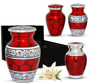 <b>Small</b> Red Urns for Human Ashes - Keepsake Urns Set of 4 with Premium <b>Box</b> & Bags - Mini Cremations Urns for Ashes - Honor Your - Product Image 4