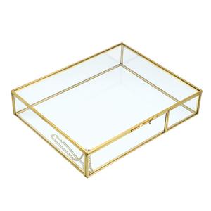 Grande boîte à bijoux artisanale en verre et laiton avec motif gravé, style vintage, taille personnalisée pour la décoration et le rangement à domicile - Product Image 2