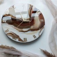 Jam Dinding Resin Epoxy Dekorasi Rumah Ukuran Sesuai Pesanan Dioperasikan dengan Baterai Buatan Tangan Desain Modern Pernikahan Kualitas Terbaik Klasik