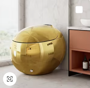 WC Smart Dorato con Bidet Integrato, Forma Rotonda, Apertura Automatica, Telecomando, Sedile Riscaldato, Doppio Scarico, Montaggio a Pavimento - Product Image 1