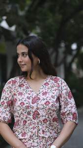 Women's Short Sleeve V Neck Cotton <b>Dress</b> Stylish Floral and Solid Pattern Fit and Flare for Summer and Autumn - Product Image 4