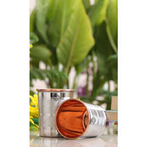 Vaso de Lujo de Diseño Indio, 8 oz, Hecho a Mano, de Acero, Cobre y Vidrio, Botella de Vacío para Regalos - Product Image 6