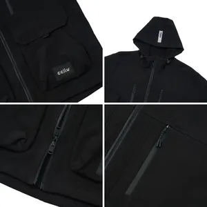 Sporty Water-Resistant Unisex <b>Jacket</b> Zipper Closure Multiple Flap Pockets Velcro Cuffs 95% Polyester 5% Spandex for Outdoor - Product Image 5
