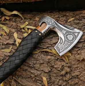 Hacha de Acero con Alto Contenido de Carbono, Venta al por Mayor, Hacha Vikinga de Grado Industrial Premium, con Funda de Cuero Fino - Product Image 2