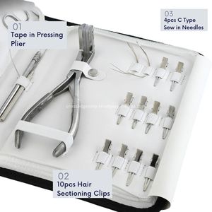 <b>Hair</b> Extension Tools Kit 10pcs <b>Sectioning</b> <b>Clips</b> 4pcs C Type Needles Pulling Hook & Loop Tool Mini Scissor Cutter Beads Pliers - Product Image 3