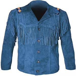 Meilleure vente veste en cuir de Cowboy de Style occidental à franges et perles de couleur noire - Product Image 1