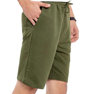 Pantalones cortos de verano de alta calidad para hombre, algodón transpirable, cintura media, cierre de cordón con bolsillos, decoración, patrón sólido - Product Image 1