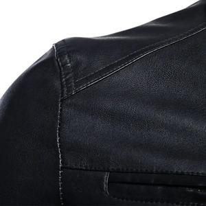 Chaqueta de cuero sintético de diseño personalizado OEM para motocicleta, chaqueta negra para hombre, chaqueta de cuero masculina, ropa exterior para hombre - Product Image 3