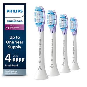 Têtes de brosse à dents électriques de rechange authentiques Philips Sonicare G3 Two-in-One, blanches, lot de 4, pour une utilisation d'un an, HX9054/65 - Product Image 1