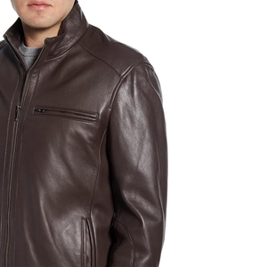 เสื้อแจ็กเก็ตหนังแคนวาสเทรนด์สูงมาใหม่คอตั้งมีซิปแบบดั้งเดิมสไตล์สตรีทแวร์ทำจากหนังวัว - Product Image 4