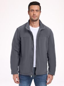 Veste polaire tactique d'hiver personnalisable pour homme, multi-poches, chaude, entièrement zippée, pour sports de plein air, en tissu toile - Product Image 5