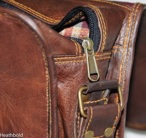 Heathbold unisexe grand Lancastrian 20-28 "Vintage mode voyage Duffle cartable marron en cuir véritable bonbons à la main crochet et boucle - Product Image 2