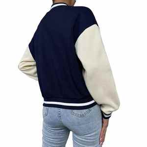 2024 chaquetas universitarias para mujer, chaqueta de invierno acanalado con cuello de punto de alta calidad con mangas completas, estilo callejero transpirable - Product Image 5