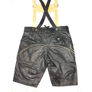 Le Pakistan fabrique des shorts en cuir de vachette noir rétro pour hommes High Street Style Solid Pattern Anti-Wrinkle Feature - Product Image 2