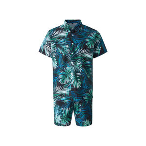 Ensemble de chemise hawaïenne personnalisée à fleurs imprimées pour hommes, tissu respirant d'été décontracté à manches courtes pour la plage, idéal pour les activités de plein air - Product Image 1