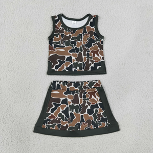 Conjuntos de Ropa Deportiva para Bebés Niñas, Top y Falda Corta con Estampado de Camuflaje Marrón Oscuro del Sur - Product Image 3