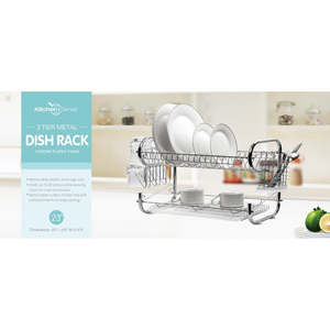 Nuovo Scolapiatti a 2 Livelli in Acciaio Inossidabile Cromato con Porta Utensili e Porta Tagliere - Scolapiatti Premium - Product Image 4