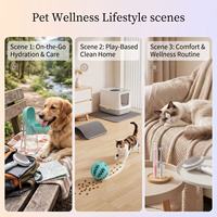 Coffret Cadeau de Vacances pour Animaux 5-en-1 : Bouteille d'Eau Portable en Plastique, Brosse de Toilettage pour Chien, Jouet Distributeur de Friandises, Balle, Tapis de Litière pour Chat, Soins Dentaires