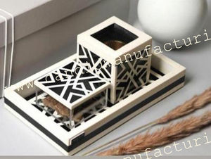 Juego de quemador de incienso de sándalo de alta calidad de Medkhan Mubkhar Bakhoor caja de bandeja grabada ecológica hecha a mano para uso religioso - Product Image 4