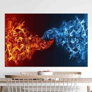 Art mural abstrait élégant Feu et Glace en verre : Toile imprimée moderne, TOILE ENVELOPPEE - Product Image 1