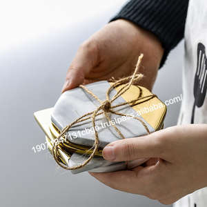 แผ่นรองแก้วหินอ่อนธรรมชาติสีขาวดำ งานแฮนด์เมด ขายส่ง แผ่นรองแก้วสีขาว แผ่นรองแก้วสีดำขาว - Product Image 2