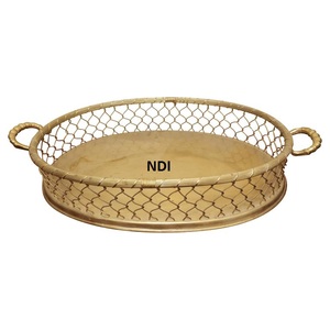 Handmade Decorative Metal Tray Snacks <b>Pasta</b> or Food Server Dinner or Dessert Serving Tray Dining Table Top Serving Tray - Product Image 1