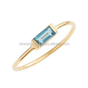 Anillo de piedras preciosas con forma de Baguette de Topacio Azul de calidad genuina del fabricante indio - Product Image 5