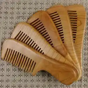Best Thicken Wooden High Quality Beard Wooden <b>Comb</b> Customized Logo Double Sided Handmade 100% Natural Green Wood <b>Comb</b> - Product Image 6