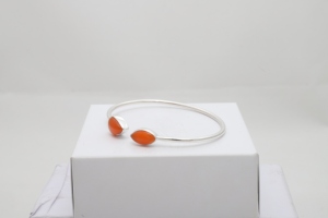 Premium 925 Sterling Silver High Finish Trendy Adjustable Carnelian Twister <b>Bracelet</b> Pear Marquise Cab Bezel Setting Handmade - Product Image 3