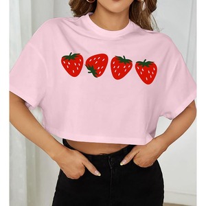 เสื้อยืดครอปสำหรับผู้หญิงเสื้อครอปสตรีทเสื้อเอวลอยดีไซน์พิมพ์ลาย - Product Image 6