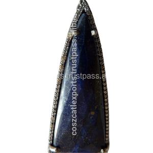 Colgantes y dijes de joyería fina de plata esterlina, collar de punta de flecha de lapislázuli a la moda con conector de diamante, joyería chapada en oro - Product Image 1