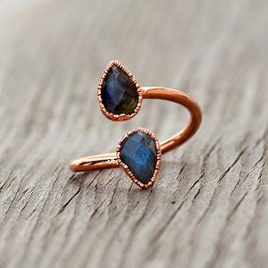 Very Nice Locking Adjustable Labradorite <b>Ring</b> 6To9MM Size Pear Shape Bezel <b>Set</b> Sterling <b>Silver</b> Vintage IGI Certified Fashion - Product Image 1