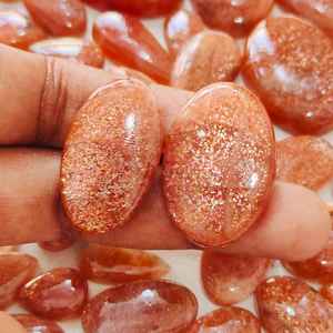 Lot de cabochons en pierre de soleil naturelle polie lisse 10 pièces, 15mm à 25mm, pierre de soleil en vrac pour la fabrication de bijoux et les cadeaux - Product Image 3